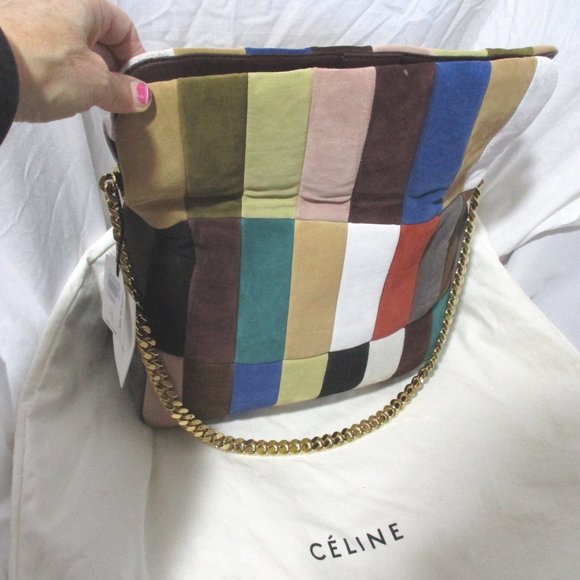 CELINE LARGE HOBO MULTICOLOR RAINBOW Bag Purse Patchwork NEW - Picture 5 of 16
